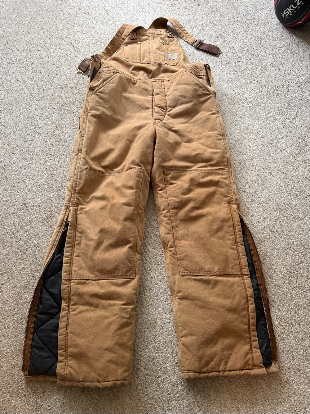 Carhartt Tan Brown Insulated Bib Overalls